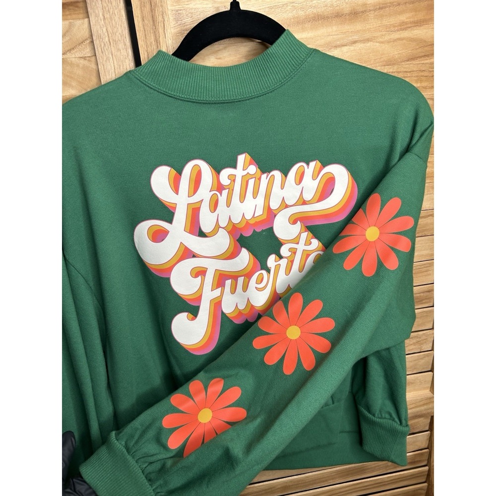 Latino Heritage Month Women Shirt "Latina Fuerte" Green Long Sleeve Target M